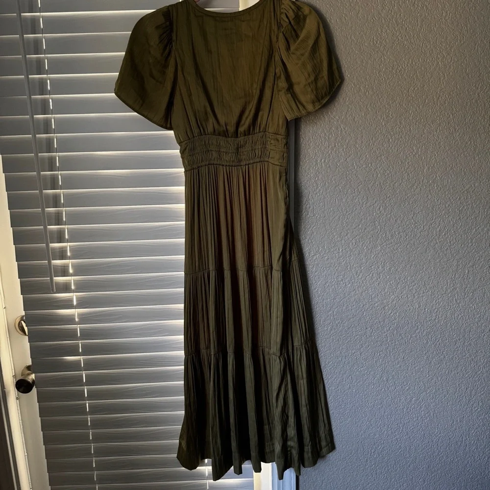 SUMMER COLLECTION ANTHROPOLOGIE Olive Green Maxi Dress Somerset collection - Picture 14 of 14